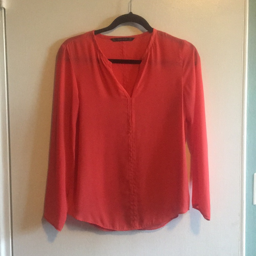 Zara Basic salmon colored blouse